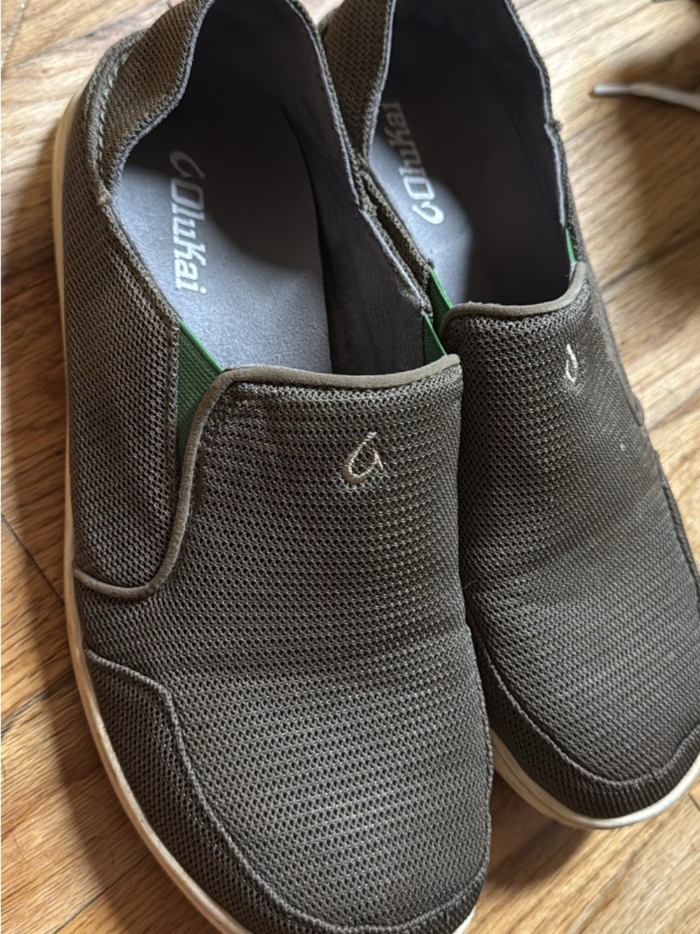 OluKai Men's Olive Mesh Slip-On Loafers